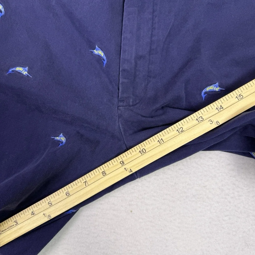 Polo Ralph Lauren Mens Size 35 Navy‎ Blue Marlin Fish Embroidered Chino Shorts